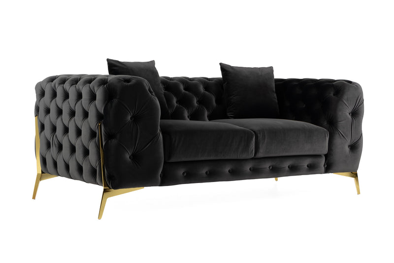 Divani Casa Clarice - Transitional Black Velvet Loveseat