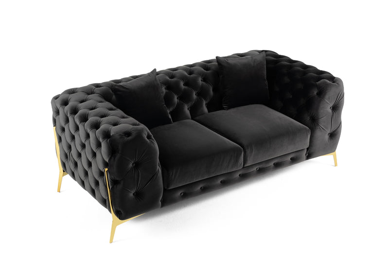 Divani Casa Clarice - Transitional Black Velvet Loveseat