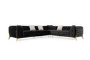 Divani Casa Clarice - Transitional Black Velvet Sectional Sofa