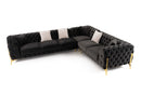 Divani Casa Clarice - Transitional Black Velvet Sectional Sofa