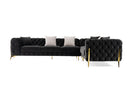 Divani Casa Clarice - Transitional Black Velvet Sectional Sofa