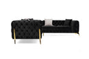 Divani Casa Clarice - Transitional Black Velvet Sectional Sofa