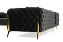 Divani Casa Clarice - Transitional Black Velvet Sectional Sofa