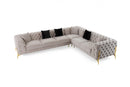 Divani Casa Clarice - Transitional Light Beige Velvet Sectional Sofa