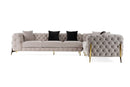 Divani Casa Clarice - Transitional Light Beige Velvet Sectional Sofa