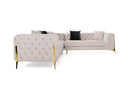 Divani Casa Clarice - Transitional Light Beige Velvet Sectional Sofa