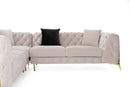 Divani Casa Clarice - Transitional Light Beige Velvet Sectional Sofa