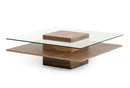 Modrest Clarion Mid-Century Walnut and Glass Coffee Table