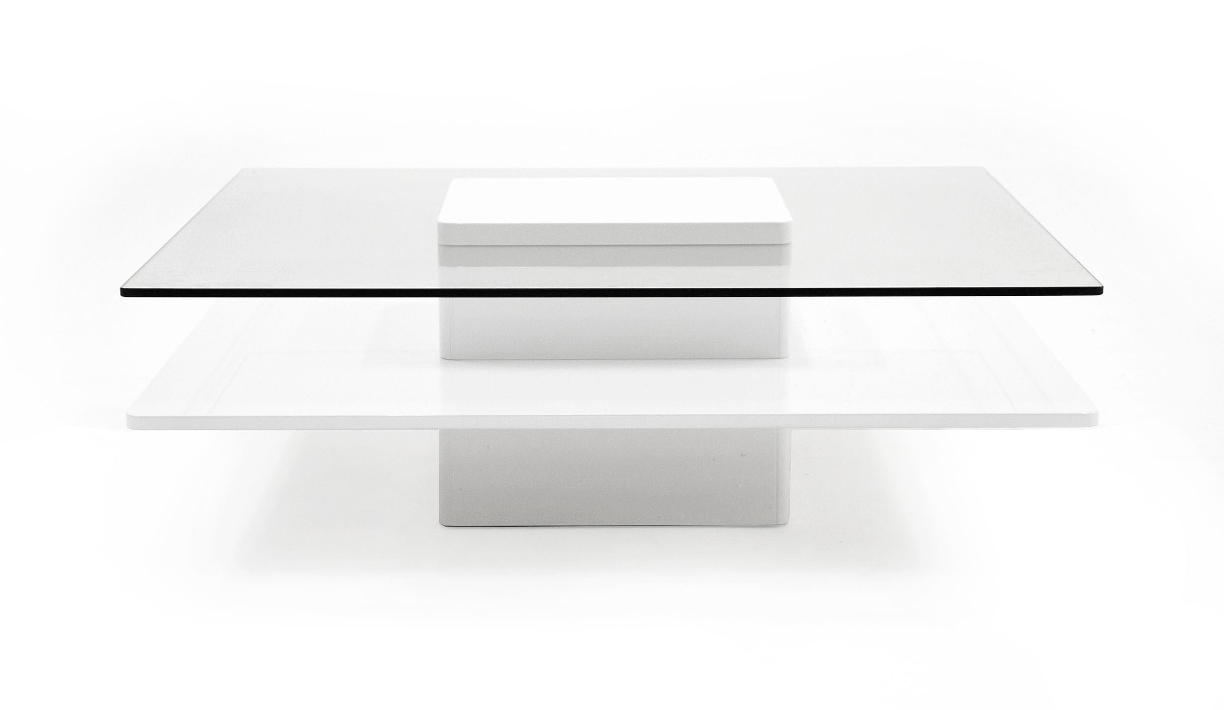 Modrest Clarion - Modern White & Clear Glass Coffee Table