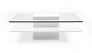 Modrest Clarion - Modern White & Clear Glass Coffee Table