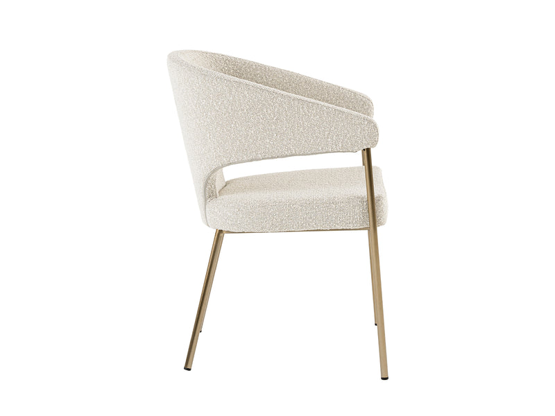 Modrest Claudine - Modern Light Grey Fabric & Antique Brass Dining Chair