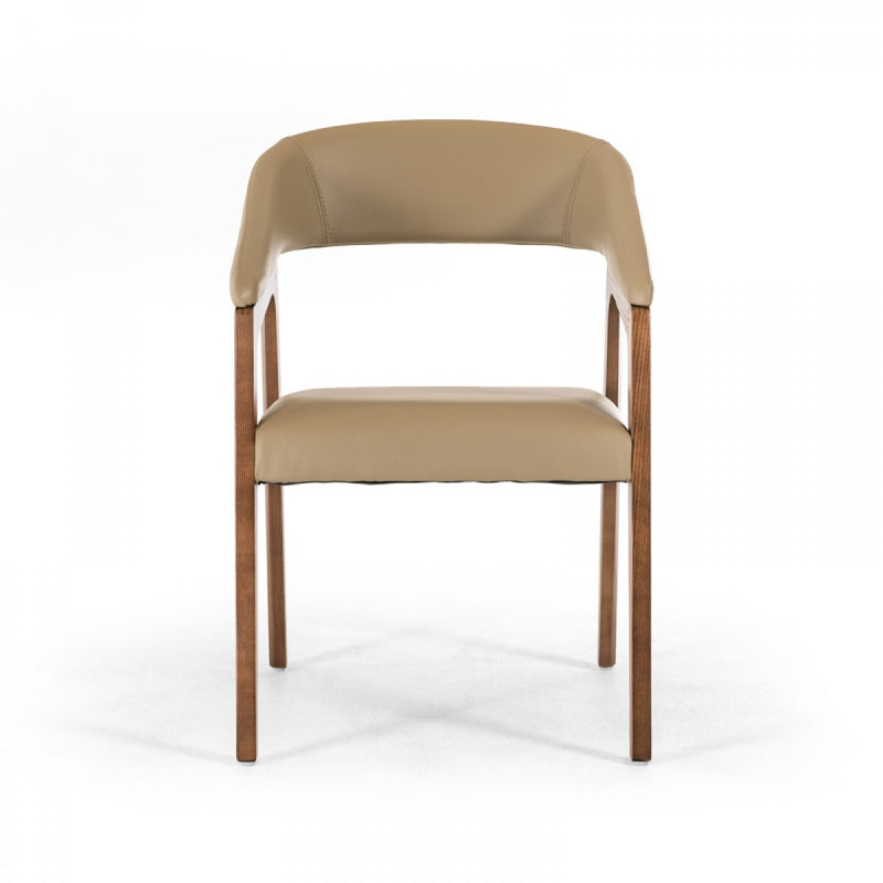 Modrest Clive Mid-Century Taupe & Walnut Dining Chair