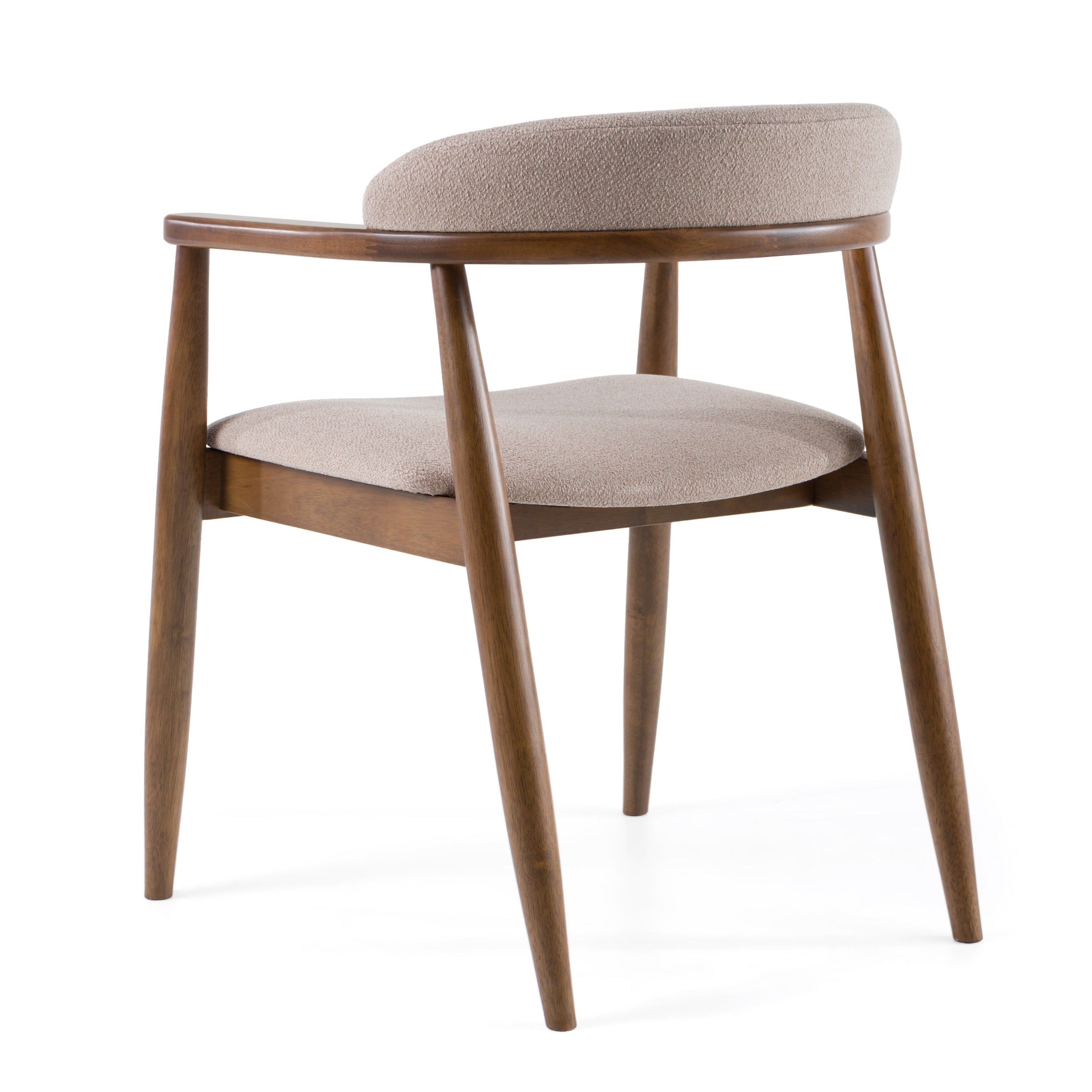 Modrest Cohen - Mid-Century Modern Tan Fabric + Walnut Dining Chair