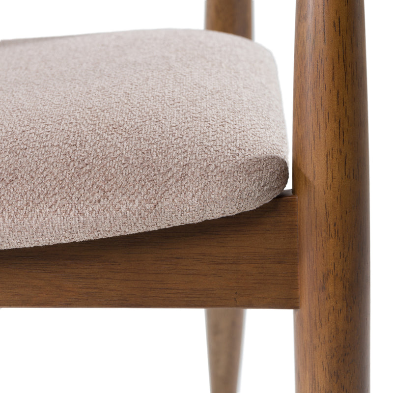 Modrest Cohen - Mid-Century Modern Tan Fabric + Walnut Dining Chair