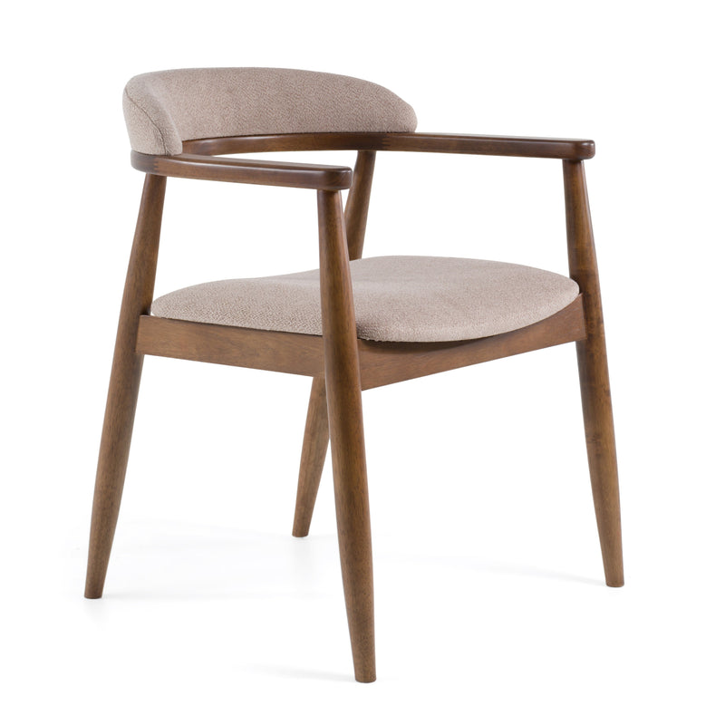 Modrest Cohen - Mid-Century Modern Tan Fabric + Walnut Dining Chair
