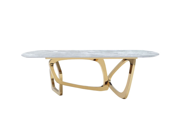 Modrest Colton - Modern Gray Microlite & Gold Dining Table