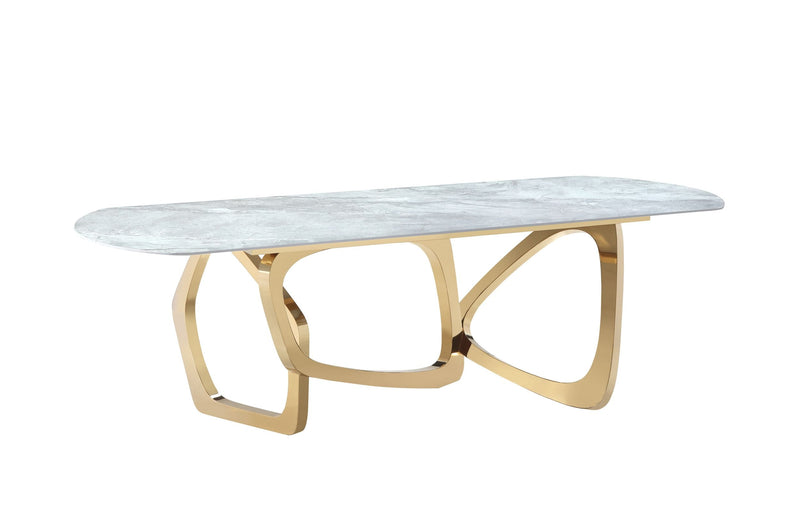 Modrest Colton - Modern Gray Microlite & Gold Dining Table