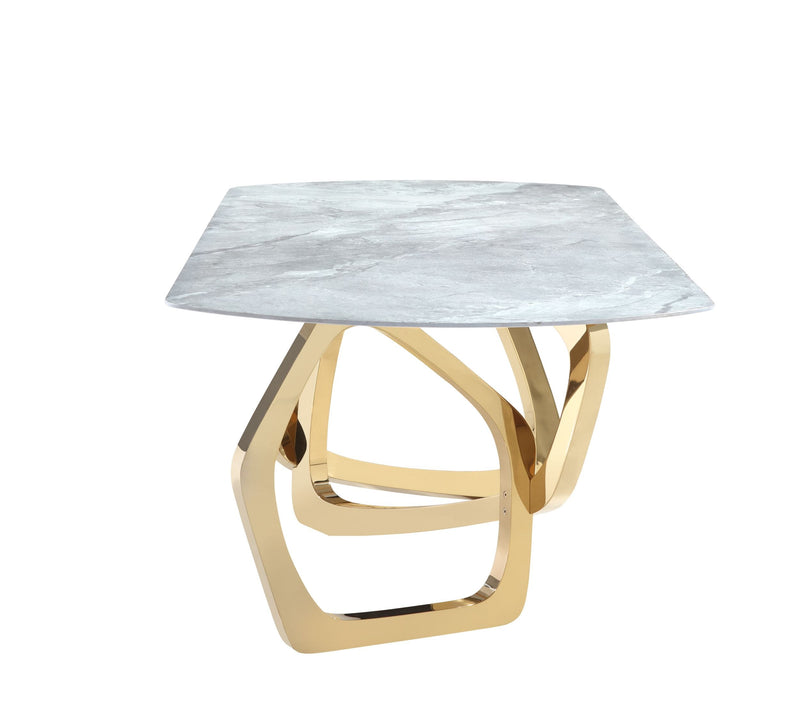 Modrest Colton - Modern Gray Microlite & Gold Dining Table