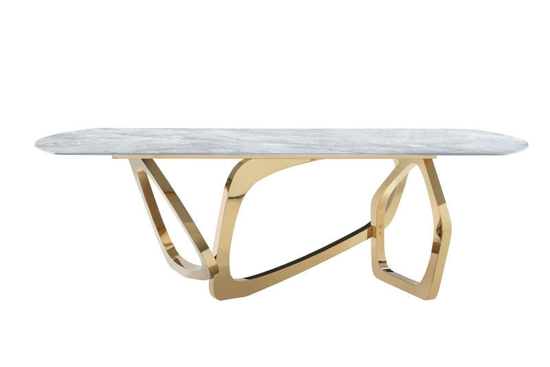Modrest Colton - Modern Gray Microlite & Gold Dining Table