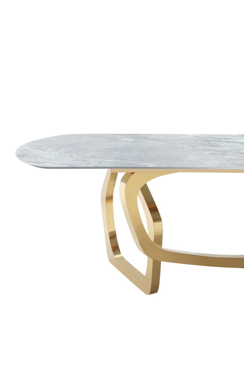 Modrest Colton - Modern Gray Microlite & Gold Dining Table