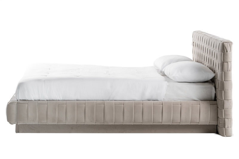 Modrest Concord - Modern Light Grey Velvet Bed