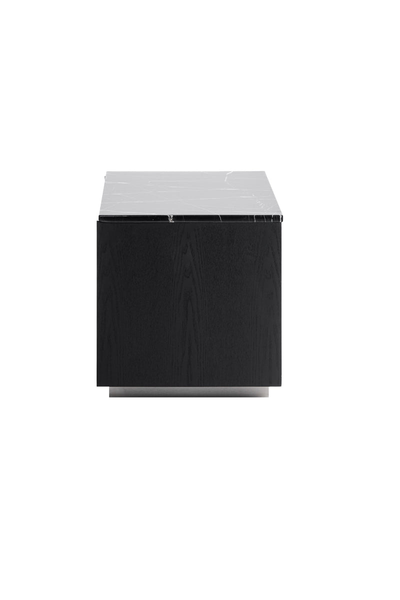 Modrest Concord - Modern Black Marble + Black Ash + Aluminum Nightstand