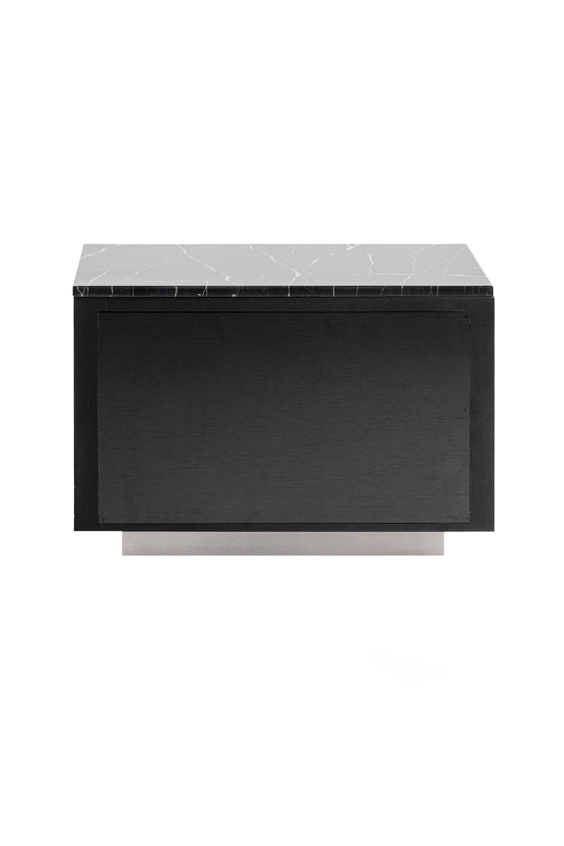 Modrest Concord - Modern Black Marble + Black Ash + Aluminum Nightstand
