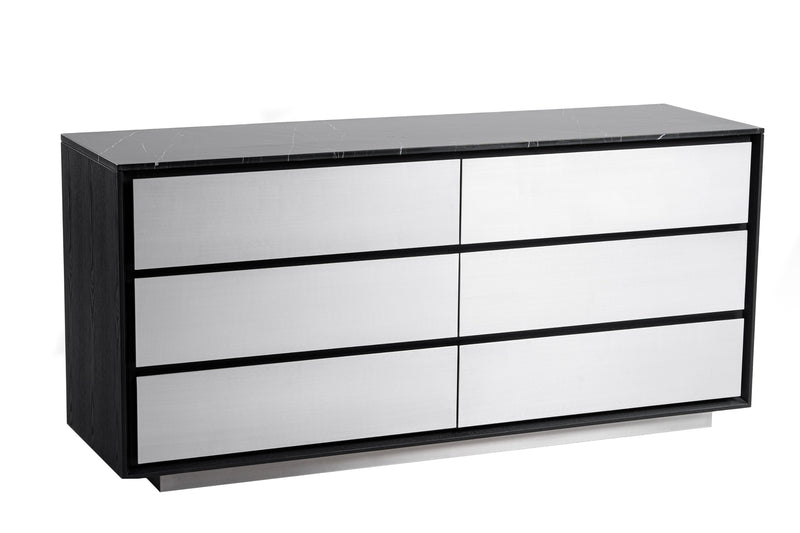 Modrest Concord - Modern Black Marble + Black Ash + Aluminum Dresser