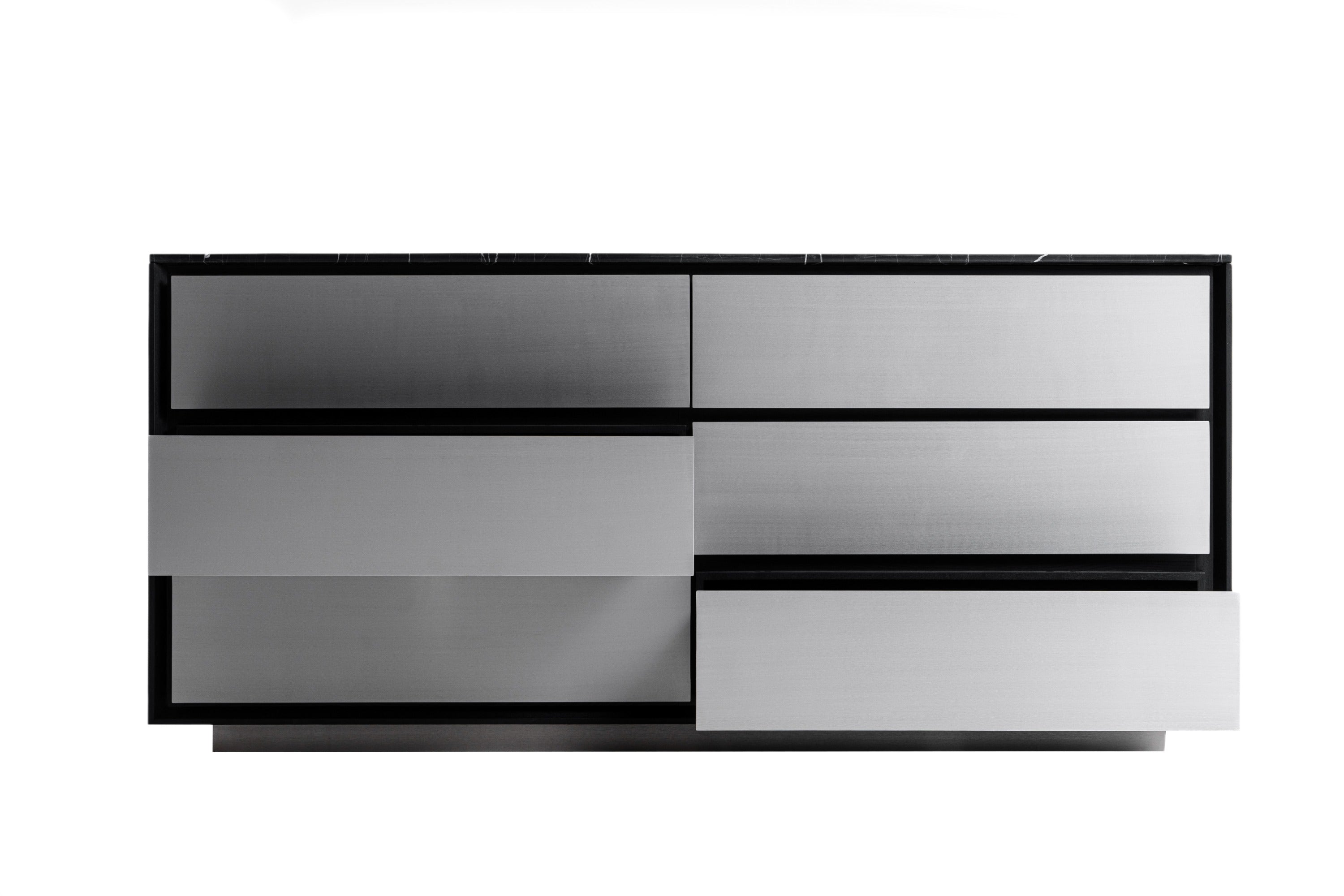 Modrest Concord - Modern Black Marble + Black Ash + Aluminum Dresser