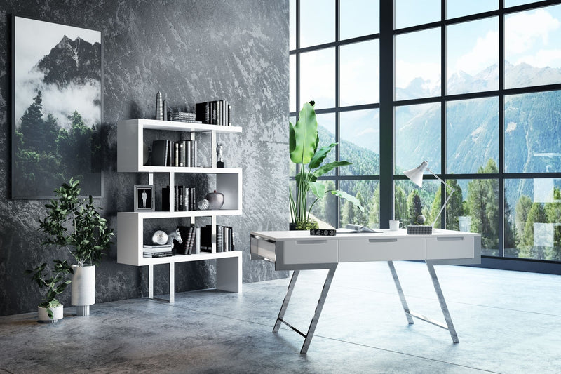 Modrest Maze Modern White High Gloss Bookcase
