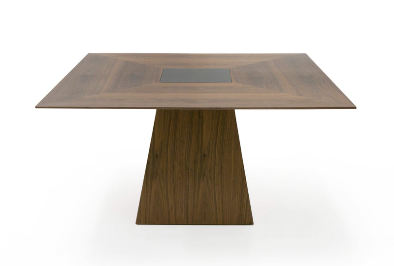 Modrest Cora- Modern Walnut and Black Tempered Glass Dining Table