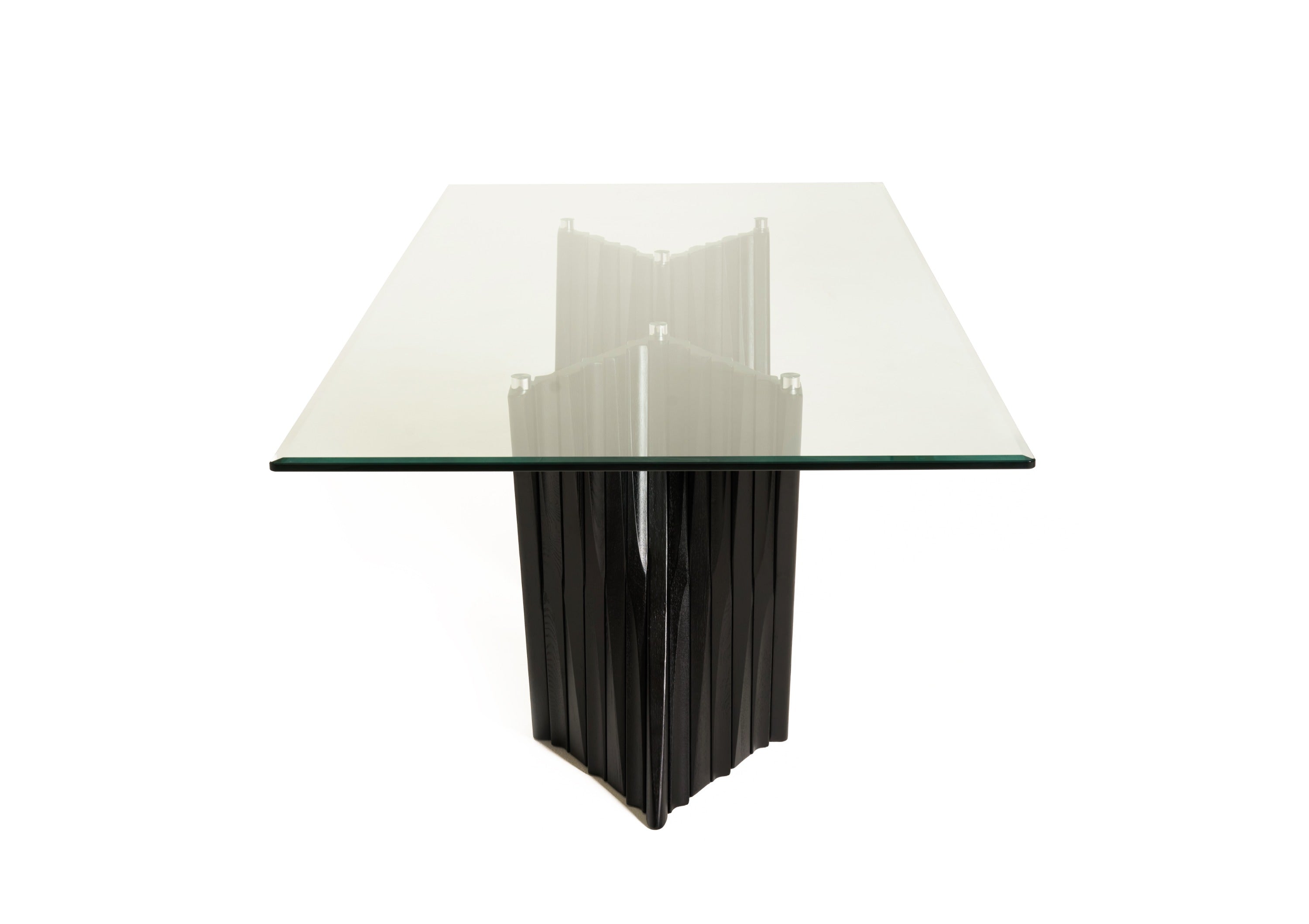 Modrest Corbin Mid-Century Black Ash & Glass Dining Table