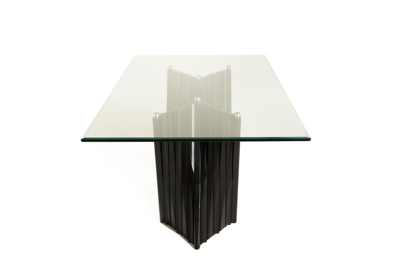 Modrest Corbin Mid-Century Black Ash & Glass Dining Table
