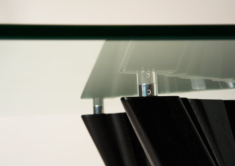 Modrest Corbin Mid-Century Black Ash & Glass Dining Table