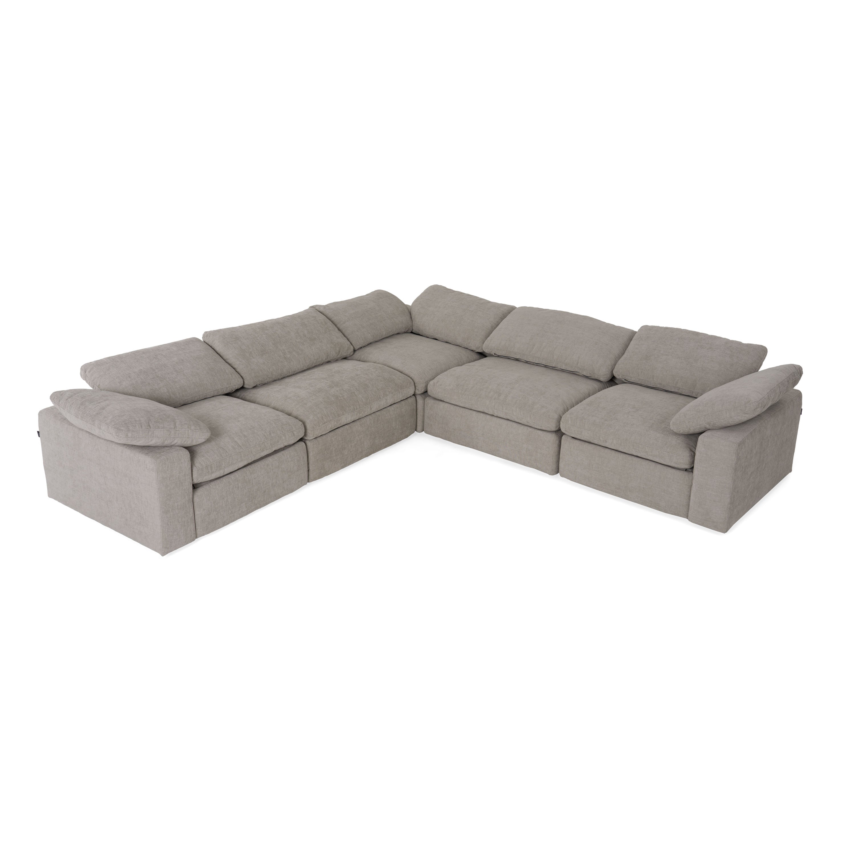 Divani Casa Corinth - Modern Gray Fabric Sectional Sofa with 3 Power Recliners