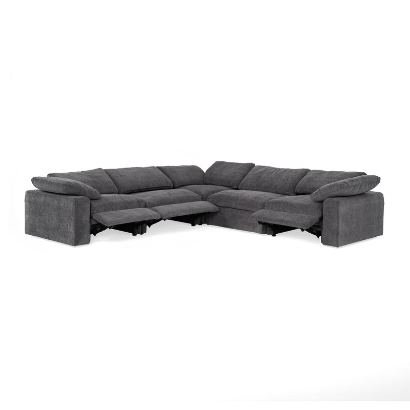 Divani Casa Corinth - Modern Dark Gray Fabric Sectional Sofa with 3 Power Recliners