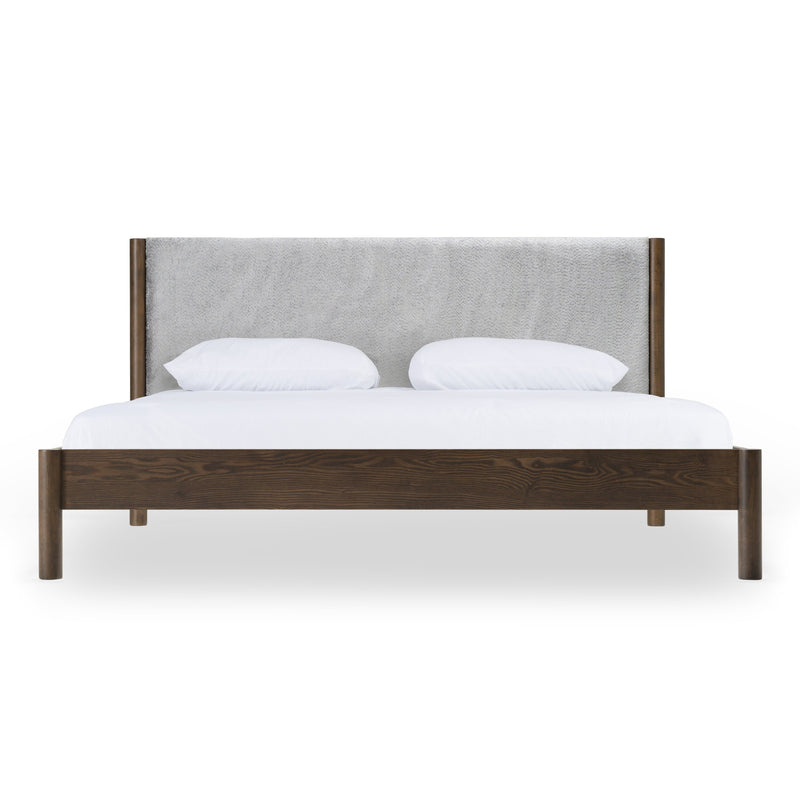 Modrest Carolina - Modern Grey Fabric + Wenge Bed