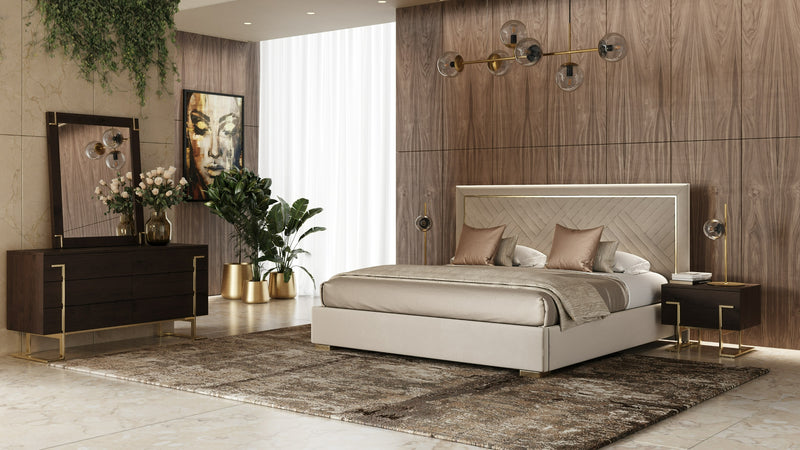 Modrest Moontide Modern Smoked Ash & Gold Nightstand