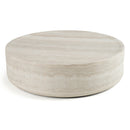 Modrest Cozad - Modern Faux Travertine Round Coffee Table