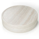 Modrest Cozad - Modern Faux Travertine Round Coffee Table