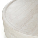 Modrest Cozad - Modern Faux Travertine Round Coffee Table