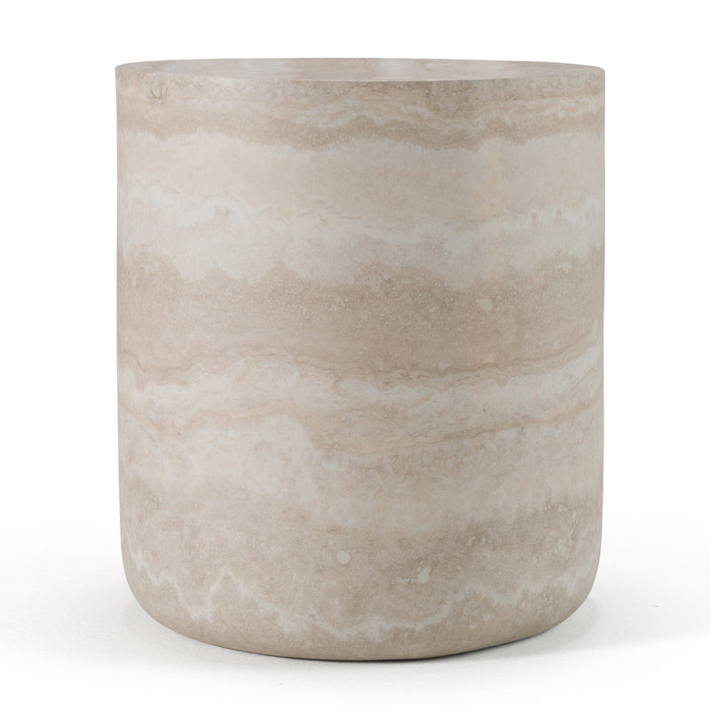 Modrest Cozad - Modern Faux Travertine Round End Table