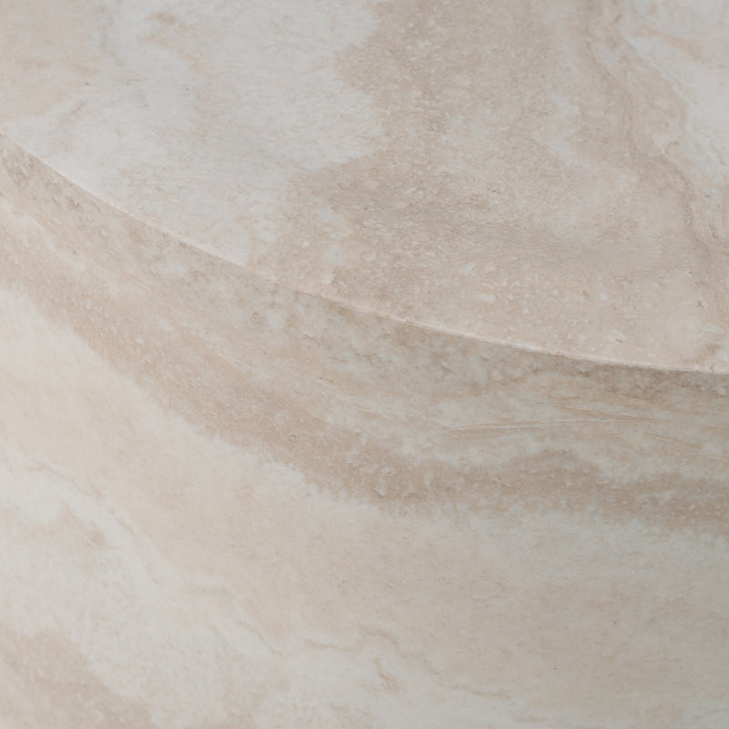 Modrest Cozad - Modern Faux Travertine Round End Table