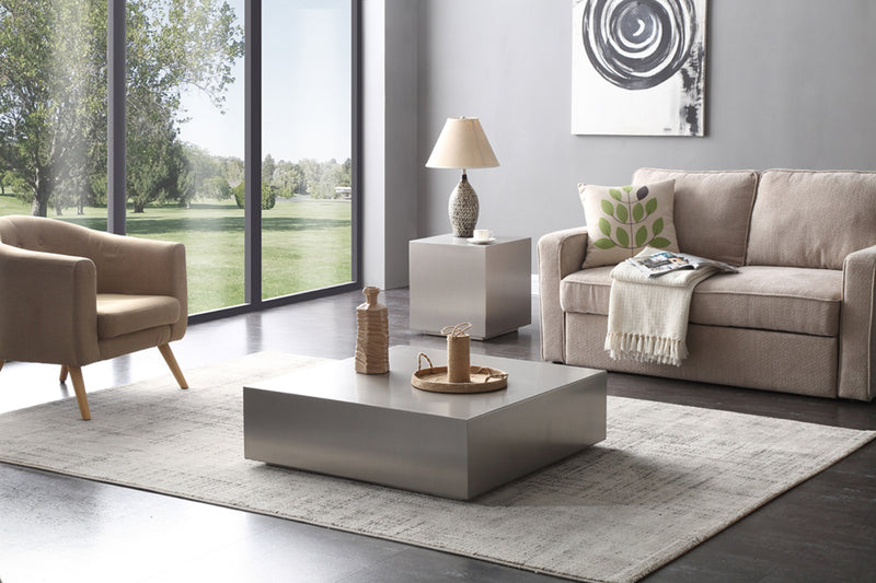 Modrest Anvil Modern Brushed Stainless Steel End Table