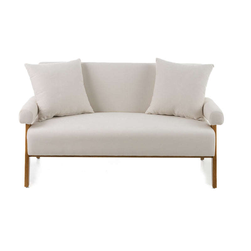 Modrest Cynthia - Modern White Fabric + Wood Loveseat