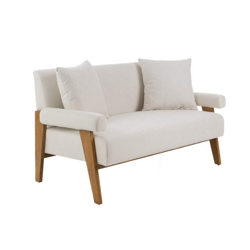 Modrest Cynthia - Modern White Fabric + Wood Loveseat