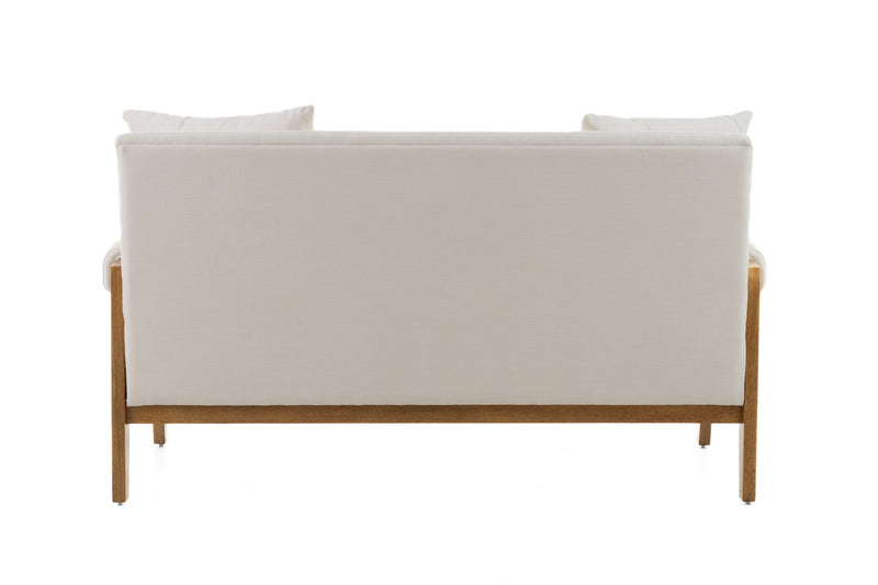 Modrest Cynthia - Modern White Fabric + Wood Loveseat