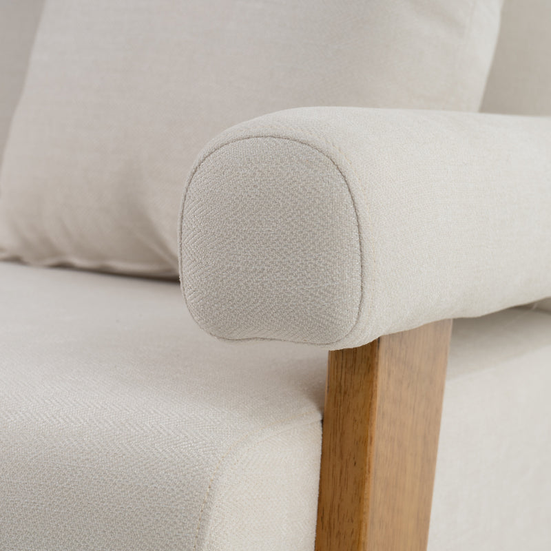 Modrest Cynthia - Modern White Fabric + Wood Loveseat