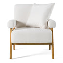 Modrest Cynthia - Modern White Fabric + Wood Accent Chair