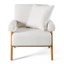 Modrest Cynthia - Modern White Fabric + Wood Accent Chair